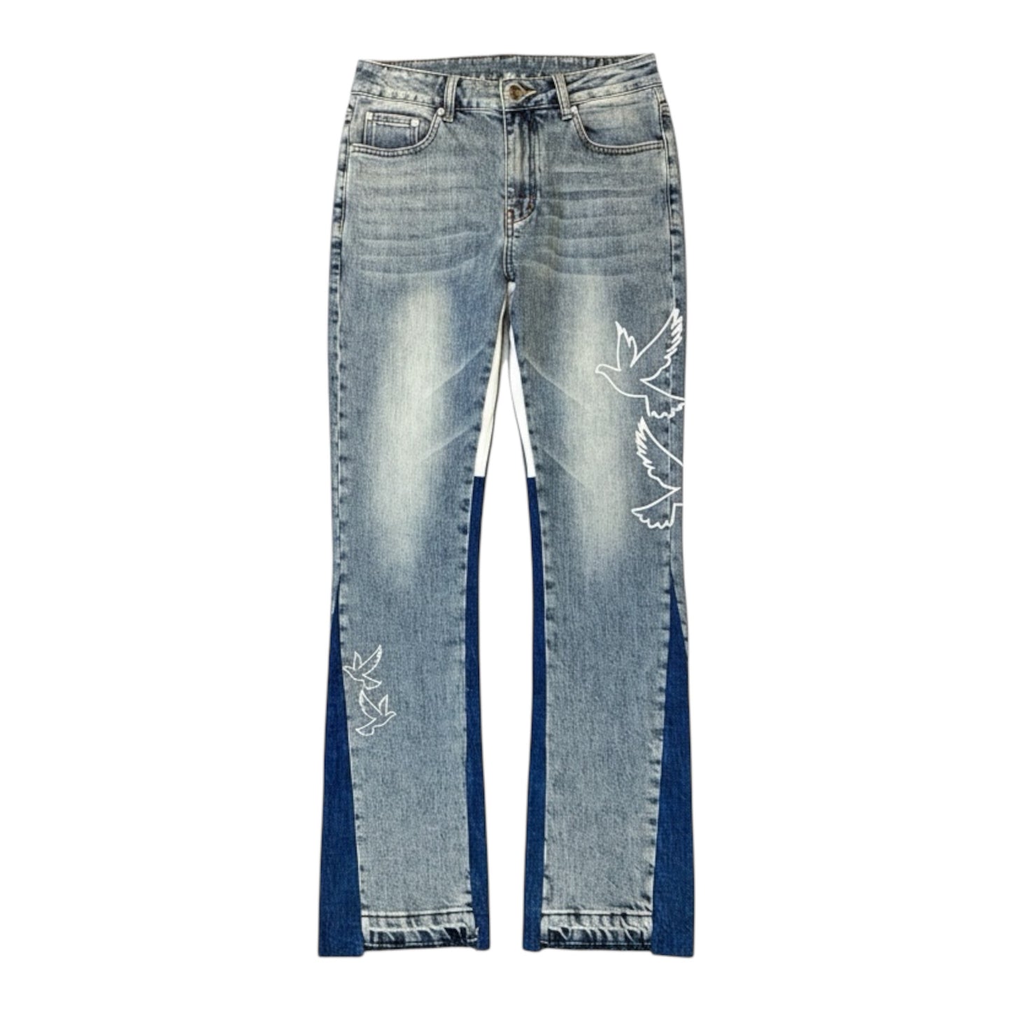 Navy Divide Flared Jeans